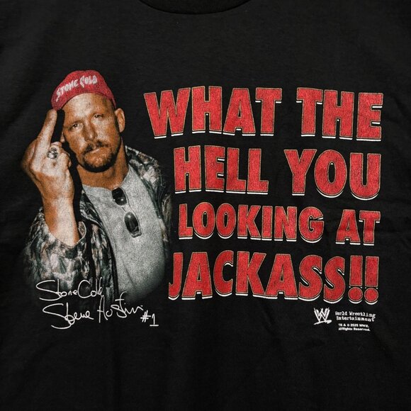 WWE Stone Cold Steve Austin What The Hell You Looking At T-Shirt Size Large - Picture 2 of 4